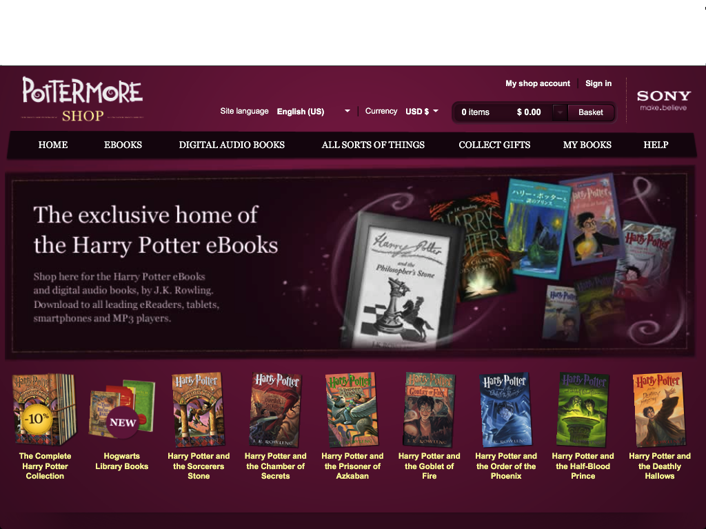 pottermore home page